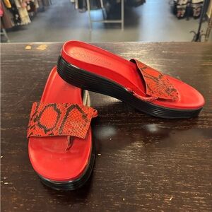 Donald J. Pliner Red Snake Print Sandals